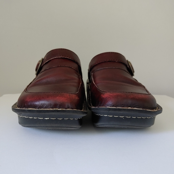 Alegria Seville Clog Chunky Leather Shoe Size 7 - 7.5 EU 37 Burgundy - Picture 11 of 16